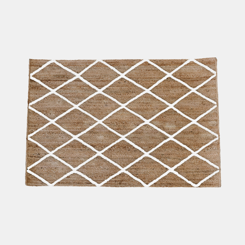 Garcia | Diamond Jute Mat - White - 80 x 120 cm | Shut the Front Door