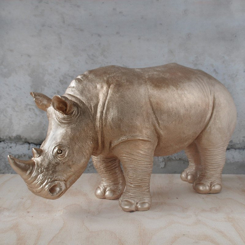 White Moose | Resin Giant Rhino 68cm GOLD | Shut the Front Door