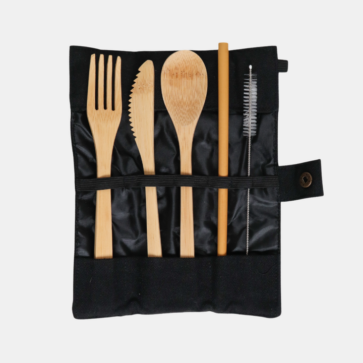 Shut the Front Door | Travel Bamboo Cutlery Set - Black | Shut the Front Door