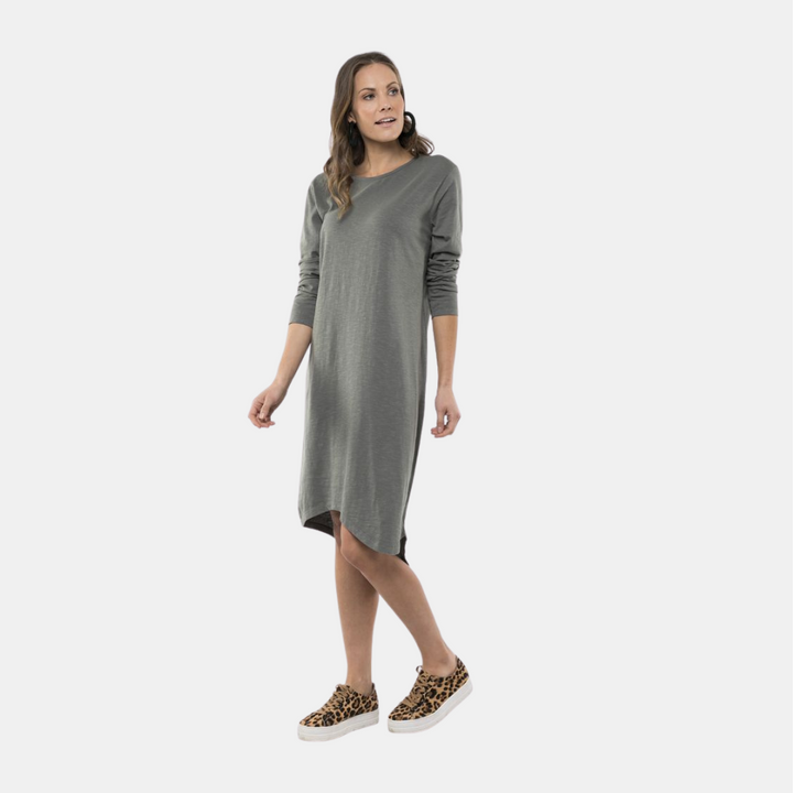 Elm Knitwear | Olivia Midi Dress - Khaki | Shut the Front Door
