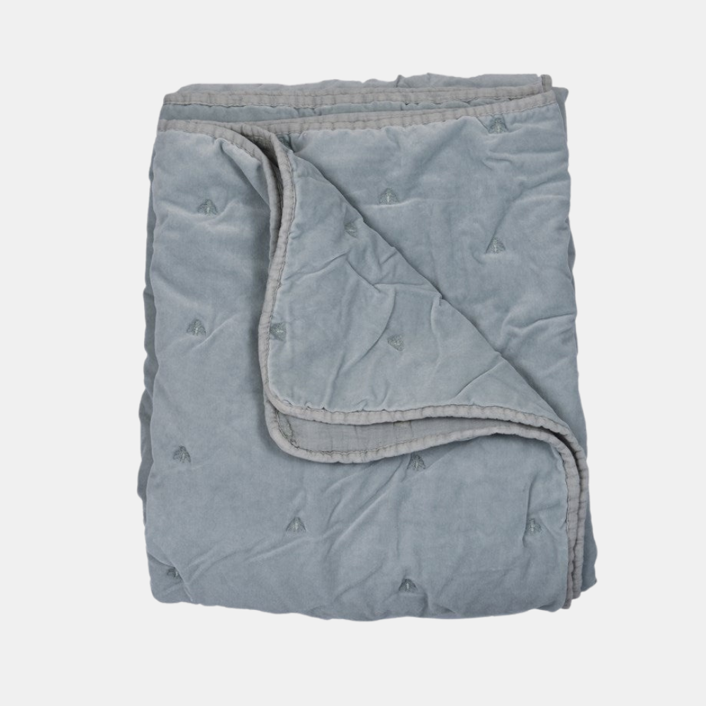 Raine & Humble | Mason Bee Velvet Throw - Sky Grey | Shut the Front Door