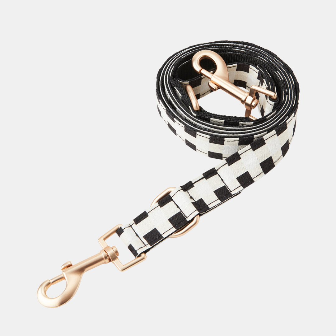 Pooch & Hound | Lead Print Black & White Check - Small | Shut the Front Door