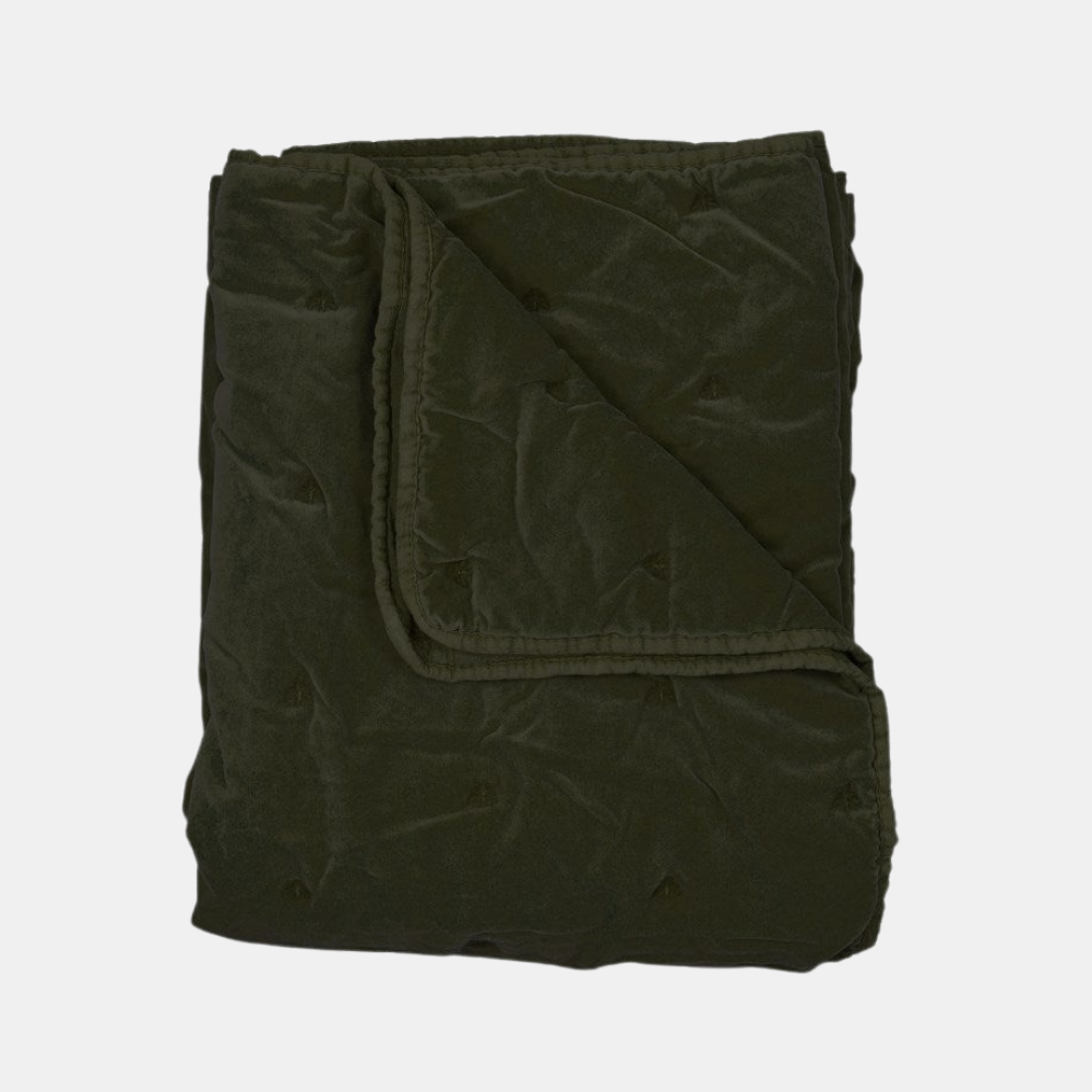 Raine & Humble | Mason Bee Velvet Throw - Olive | Shut the Front Door