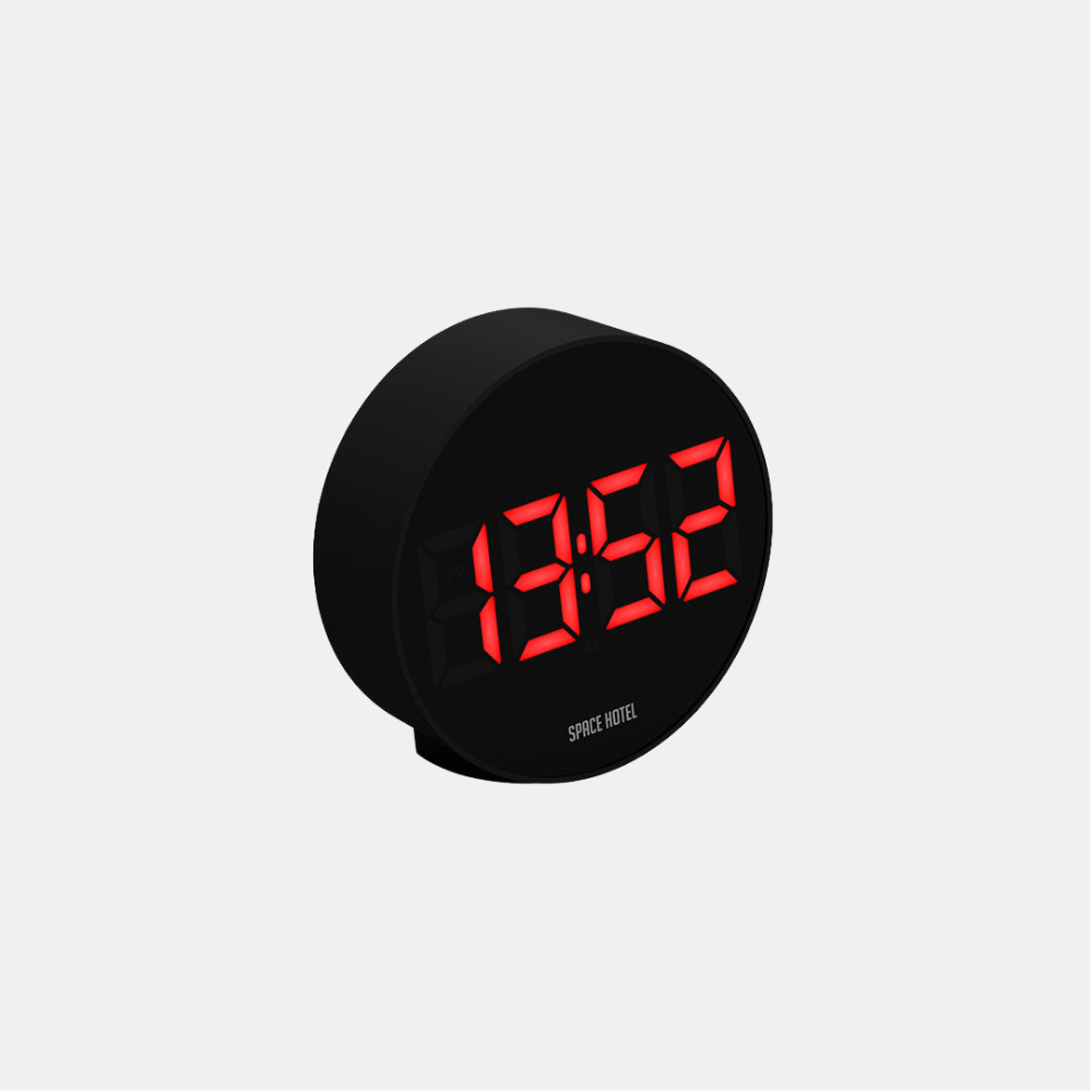 Space Hotel | Spheratron Alarm Clock Black - Red LED | Shut the Front Door