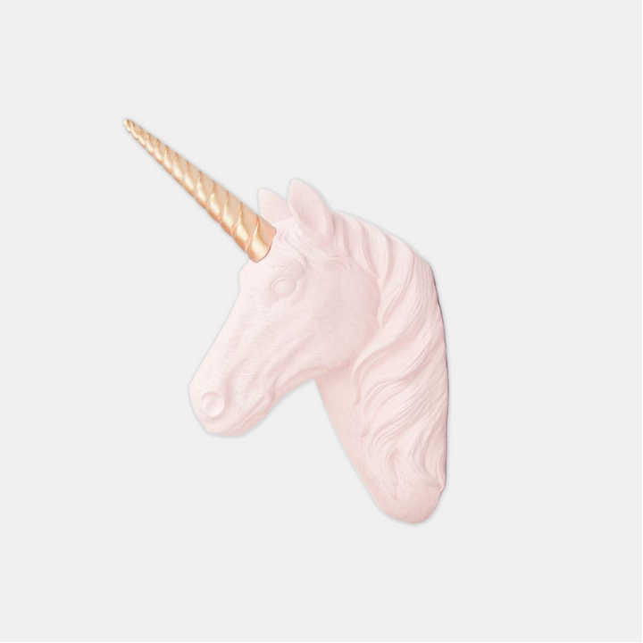 White Moose | Unicorn Head Wall Hanging - Pink/Gold | Shut the Front Door