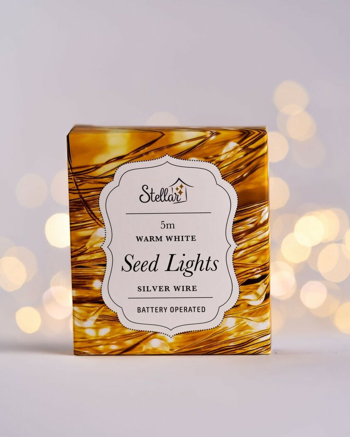 Stellar Haus | 50 LED Seed Light String Silver Warm White 5m | Shut the Front Door