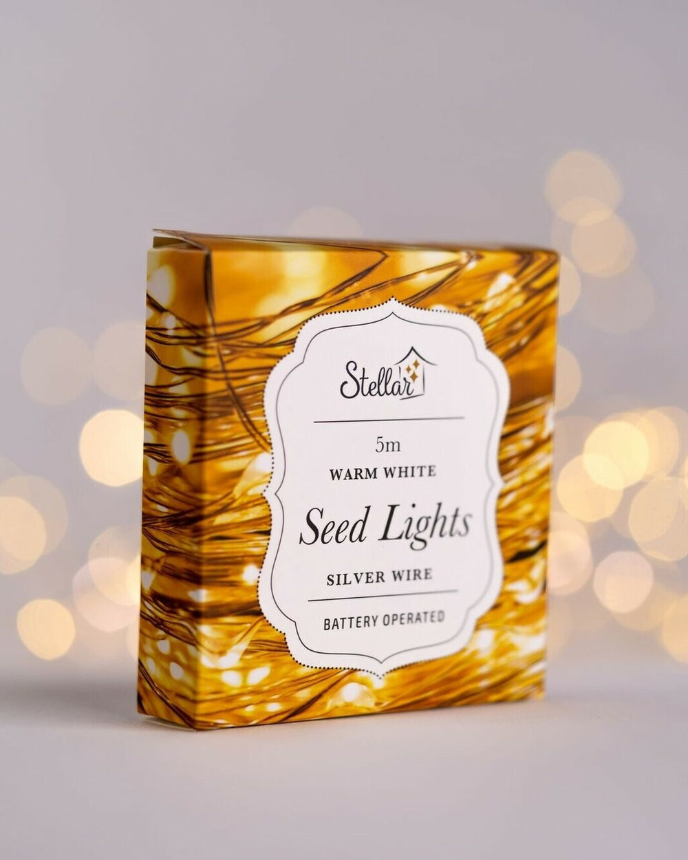 Stellar Haus | 50 LED Seed Light String Silver Warm White 5m | Shut the Front Door