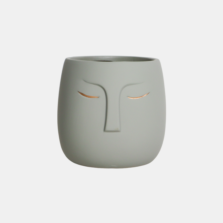 Garcia | Faces Ceramic Planter 16cm - Grey | Shut the Front Door