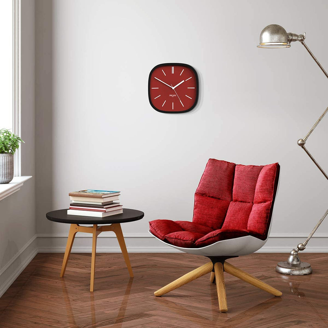 Space Hotel | Moontick Wall Clock Maroon | Shut the Front Door