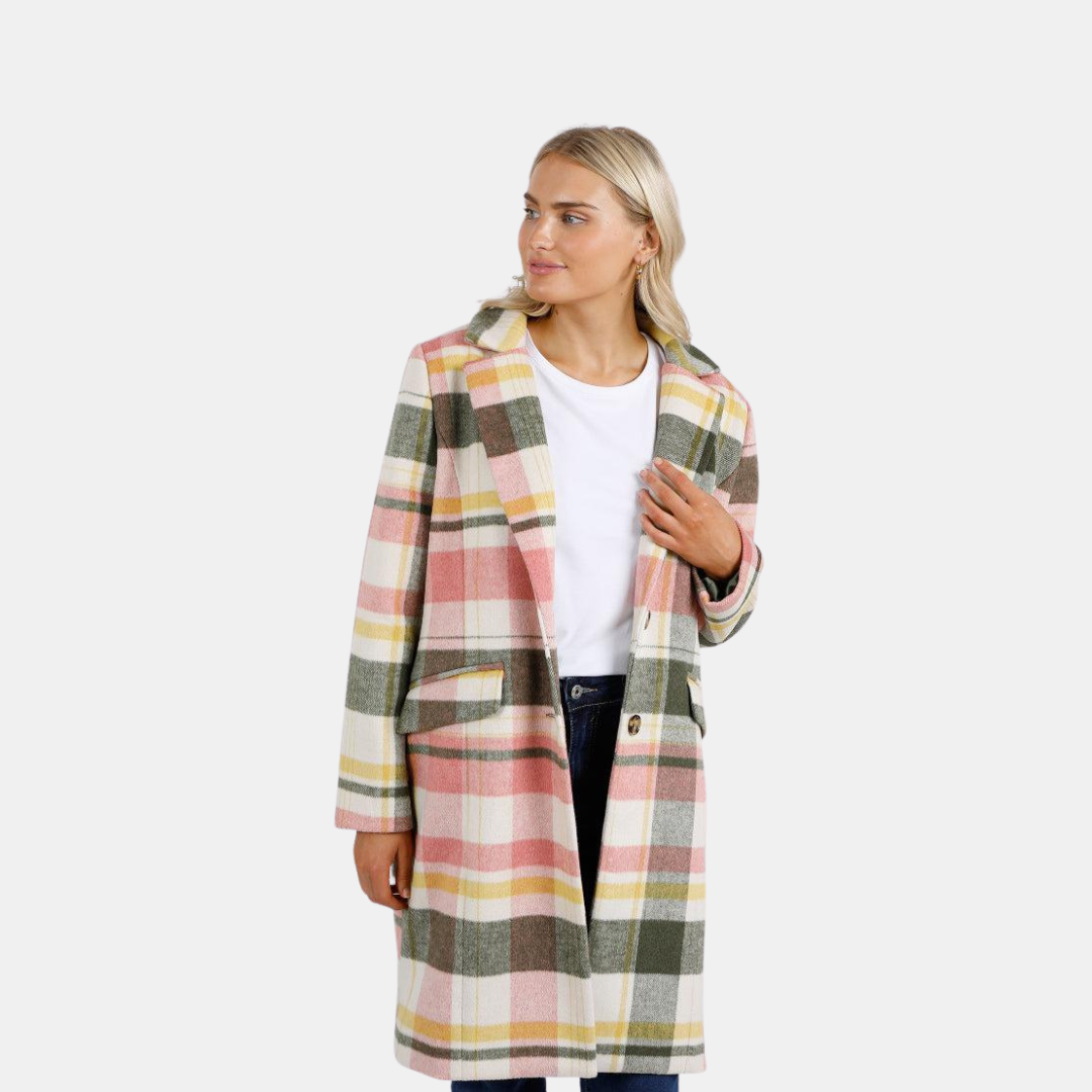 Elm Knitwear | Blanche Check Coat | Shut the Front Door