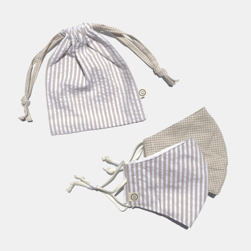 PSP | Face Masks 2pk - Neutral Check/Stripe | Shut the Front Door