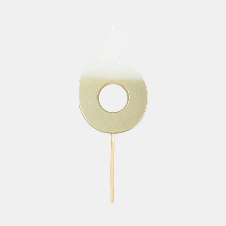 Meri Meri | Gold Dipped Candle - Number 6 | Shut the Front Door