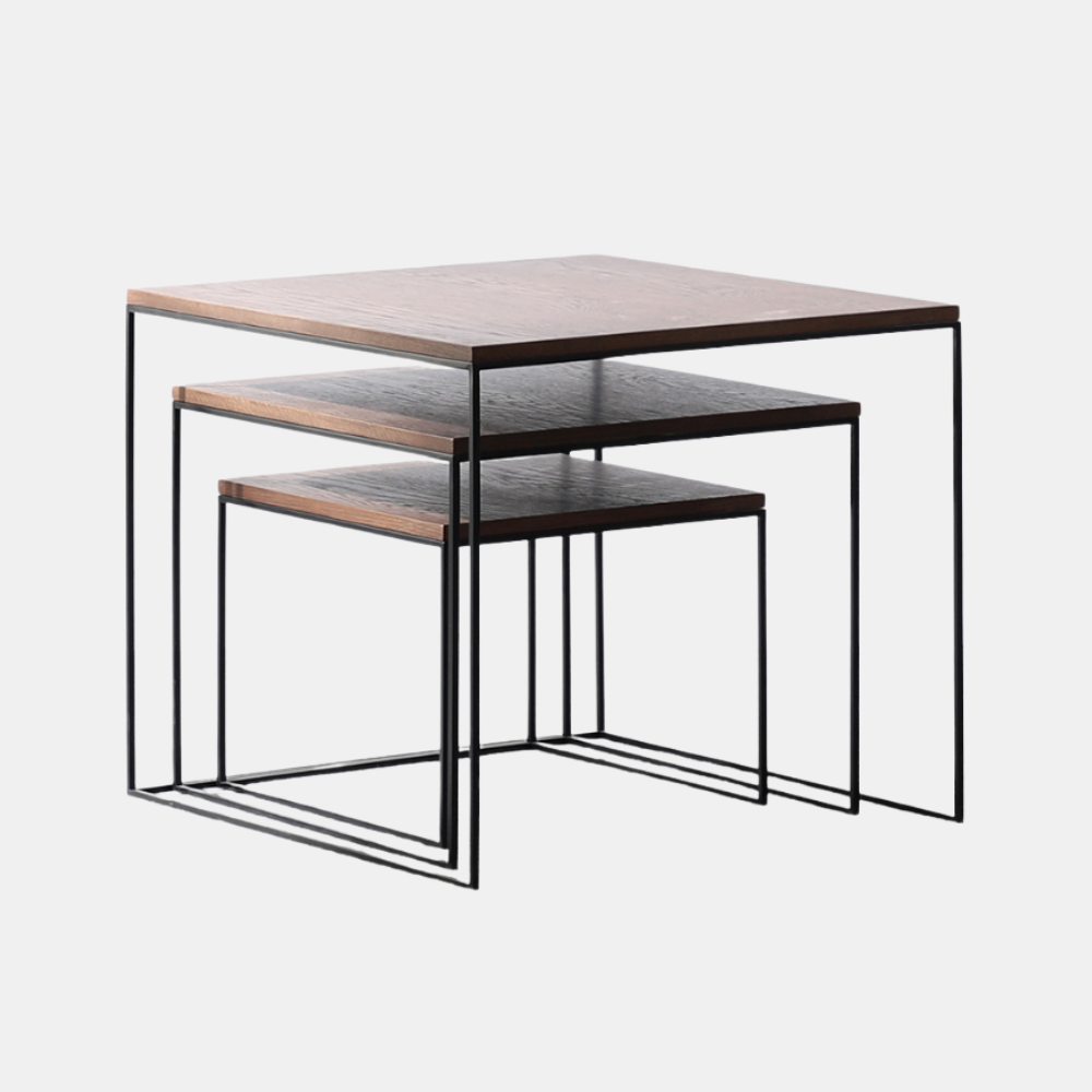 Garcia | Trio Square Nesting Tables - Natural/Black Set 3 | Shut the Front Door