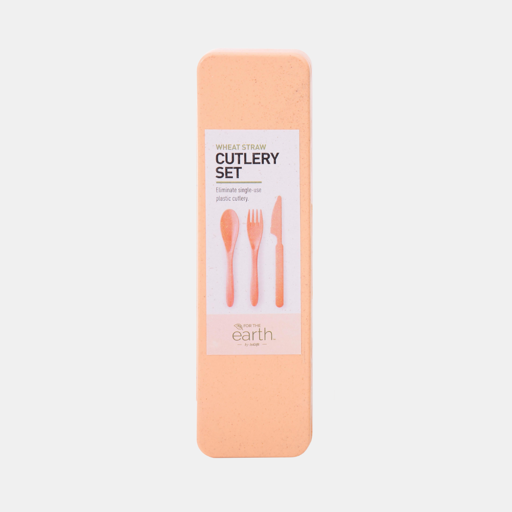 For the Earth | Wheat Straw Travel Cutlery Set - Coral | Shut the Front Door