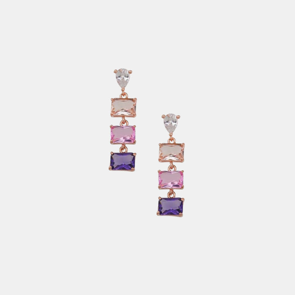 Tiger Tree | Earrings Triple Crystal Drop - Lilac | Shut the Front Door