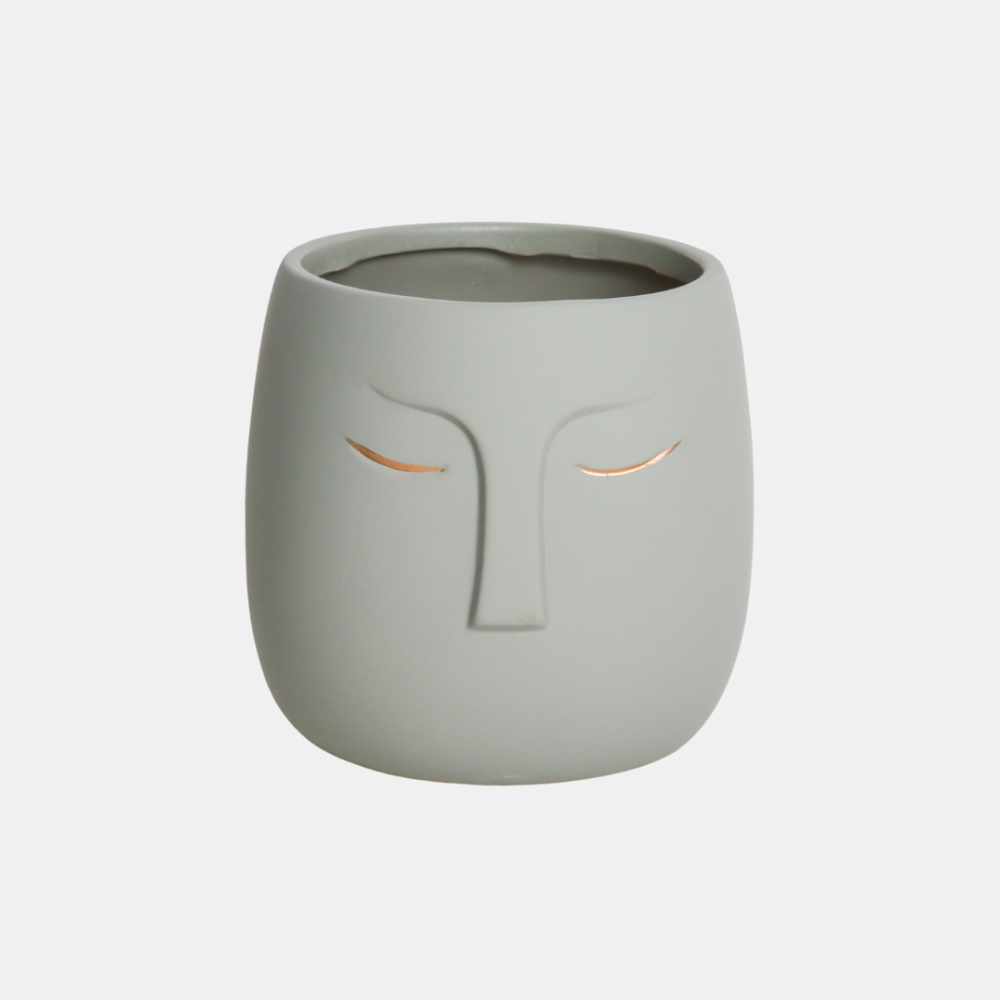 Garcia | Faces Ceramic Planter 16cm - Grey | Shut the Front Door