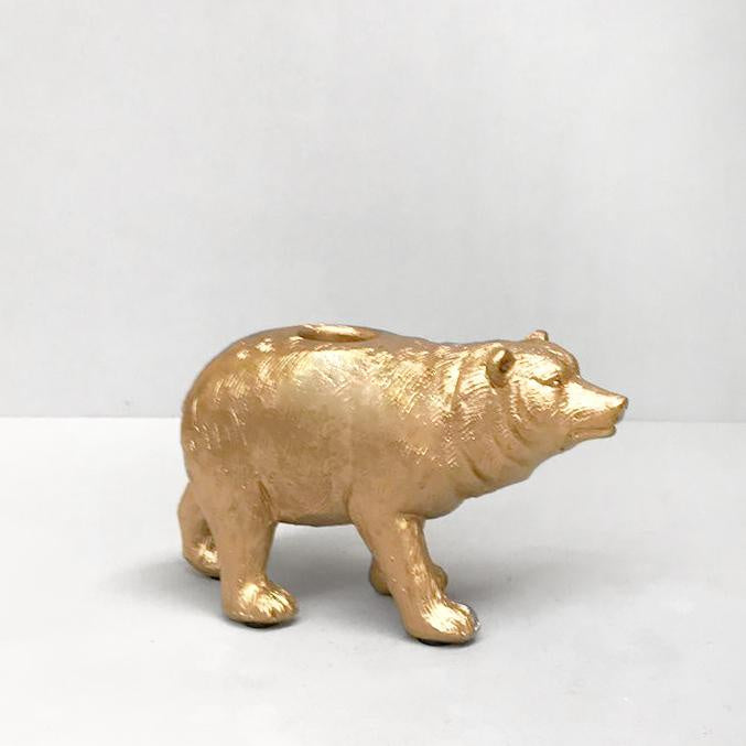 White Moose | Bear Candle Holder GOLD | Shut the Front Door