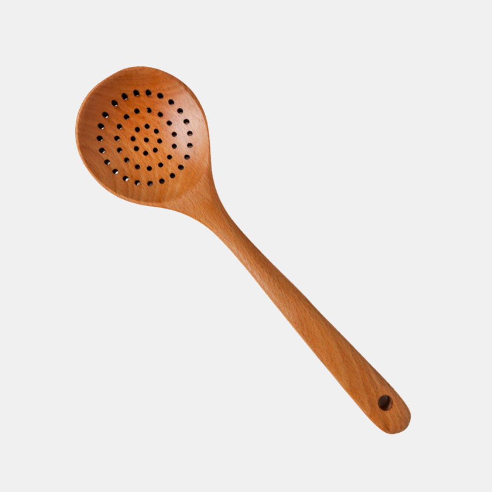 Shut the Front Door | Wooden Strainer Spoon 28cm - Beech | Shut the Front Door