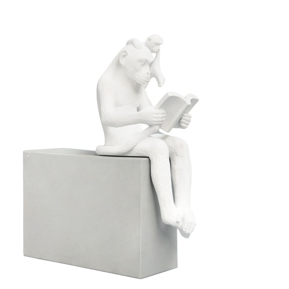 White Moose | Resin Shelf Monkey - White | Shut the Front Door