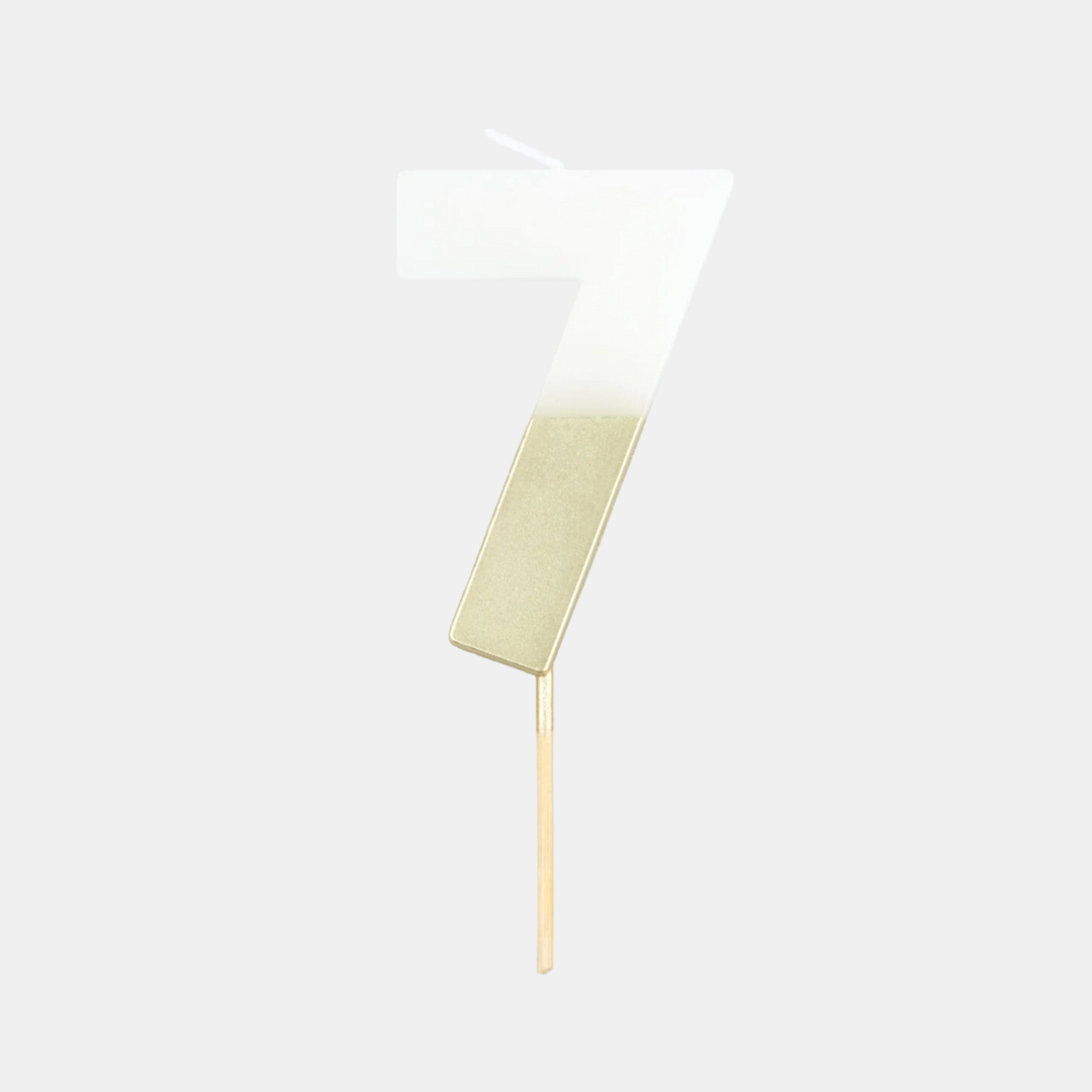 Meri Meri | Gold Dipped Candle - Number 7 | Shut the Front Door
