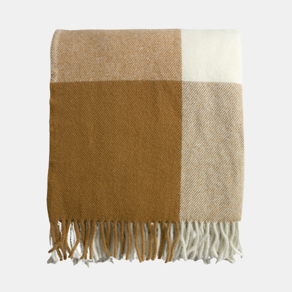 Baya | Gladstone 100% NZ Wool Throw - Ochre/Natural White | Shut the Front Door