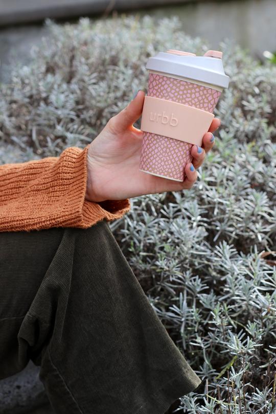 Urbb | Urbb Reusable Bamboo Cup - Taupe/Pink | Shut the Front Door