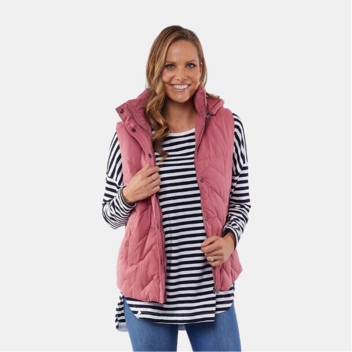 Elm Knitwear | Petra Puffer Vest - Rose | Shut the Front Door