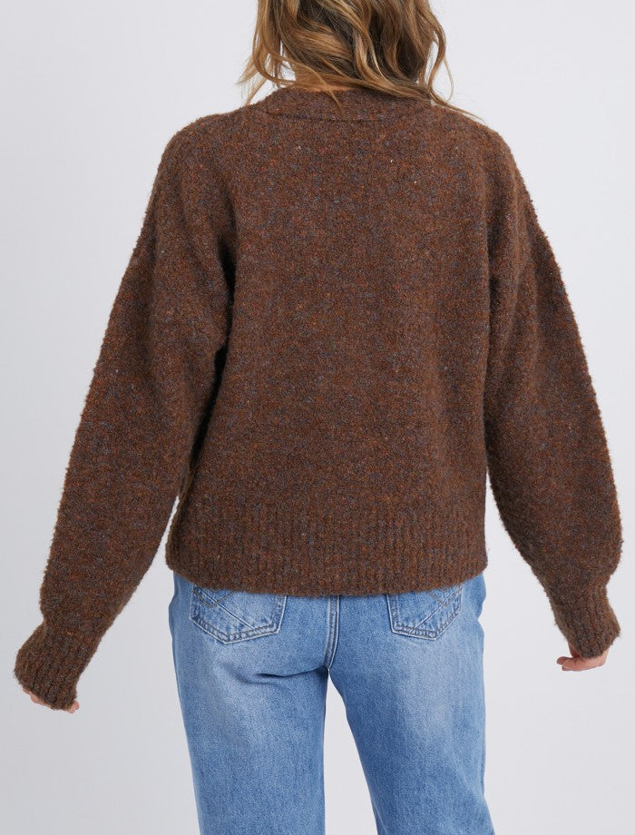 Elm Knitwear | Candice Button Cardi - Chocolate | Shut the Front Door