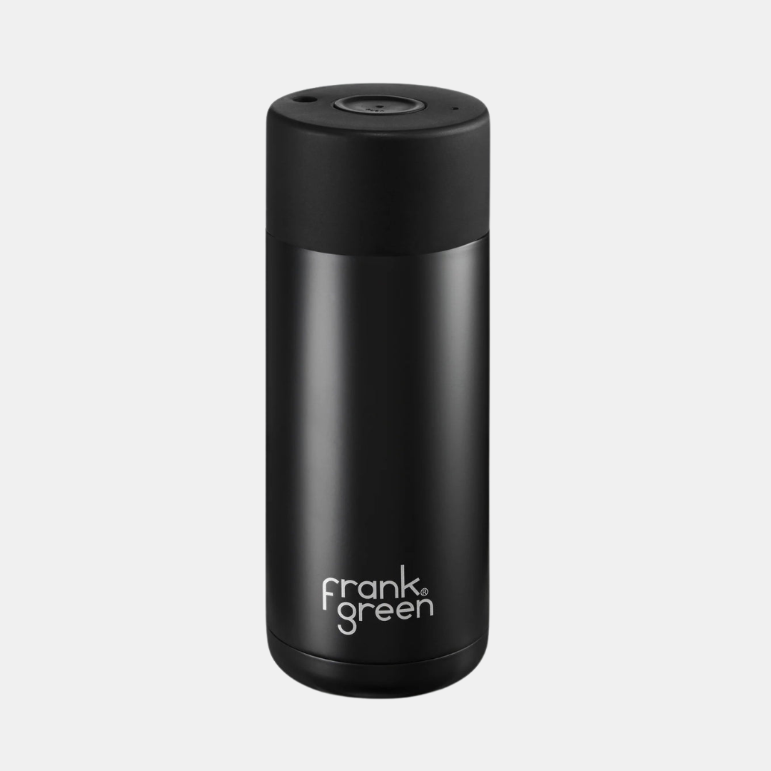 Frank Green | Ceramic Lined Reusable Cup 16oz Push Button - Midnight | Shut the Front Door