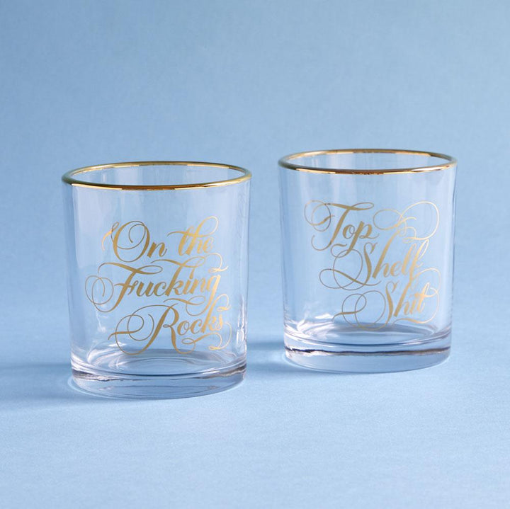 Chronicle Gift | Two Damn Classy Rocks Glasses | Shut the Front Door