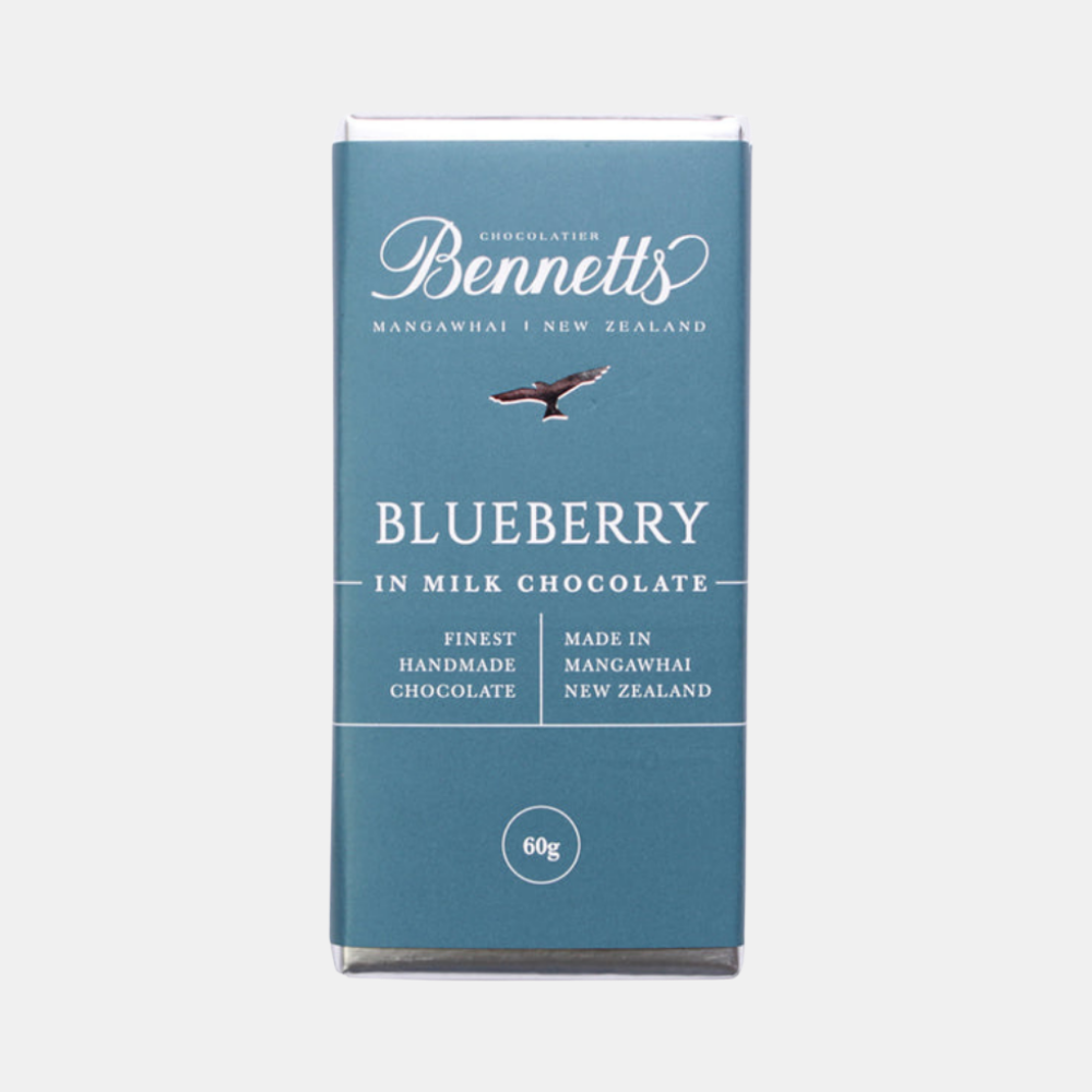 Bennetts Of Mangawhai | Bennetts 60g Bar Blueberry - Milk | Shut the Front Door