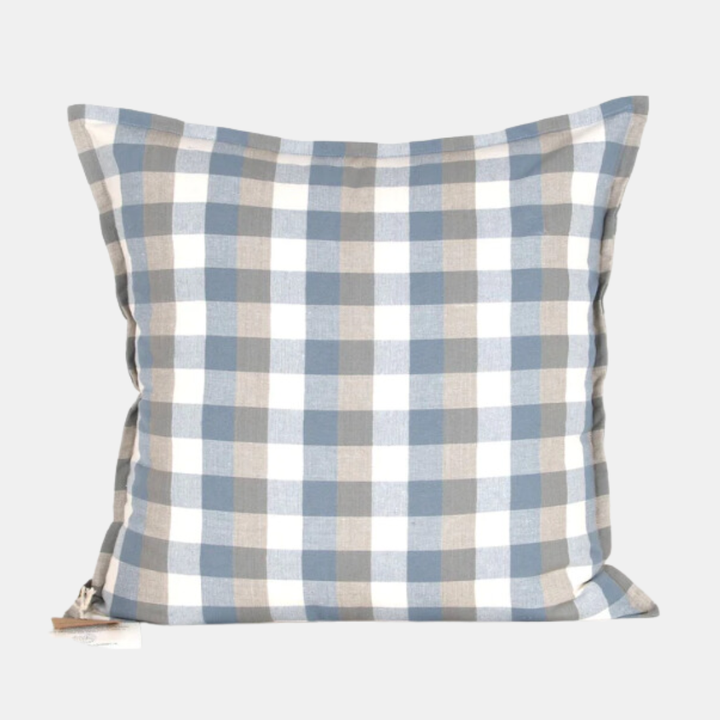 Raine & Humble | Double Check Cushion - Blue Haze | Shut the Front Door