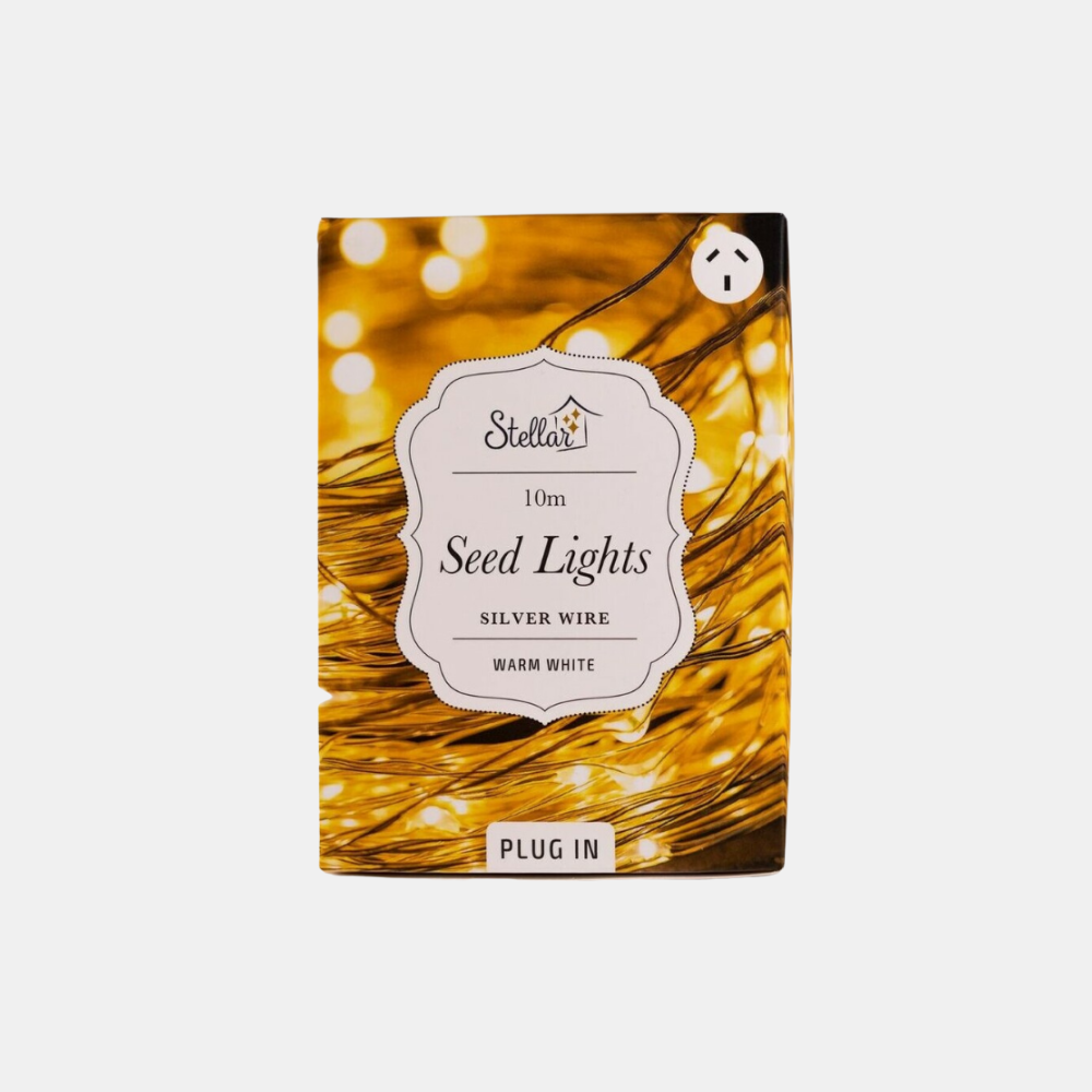 Stellar Haus | 100 LED Seed Light String Silver Warm White USB 10m | Shut the Front Door