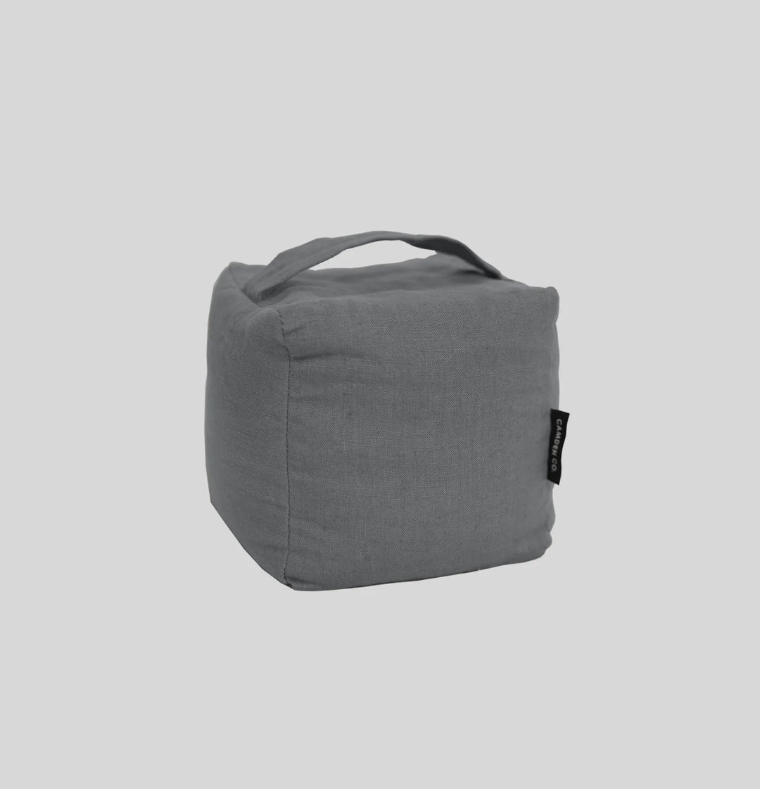 Camden Co | Door Stop Charcoal Linen Cube | Shut the Front Door