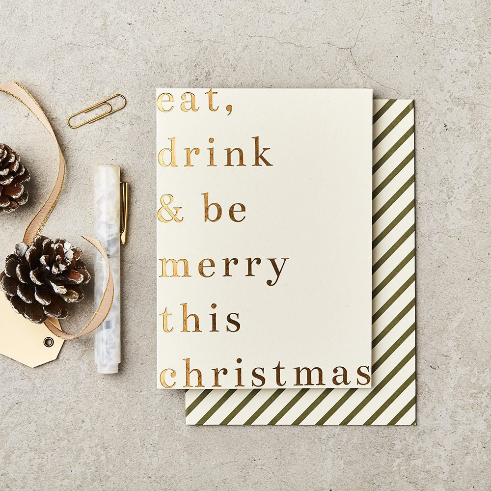 Katie Leamon | Christmas Card Eat Drink & Be Merry | Shut the Front Door
