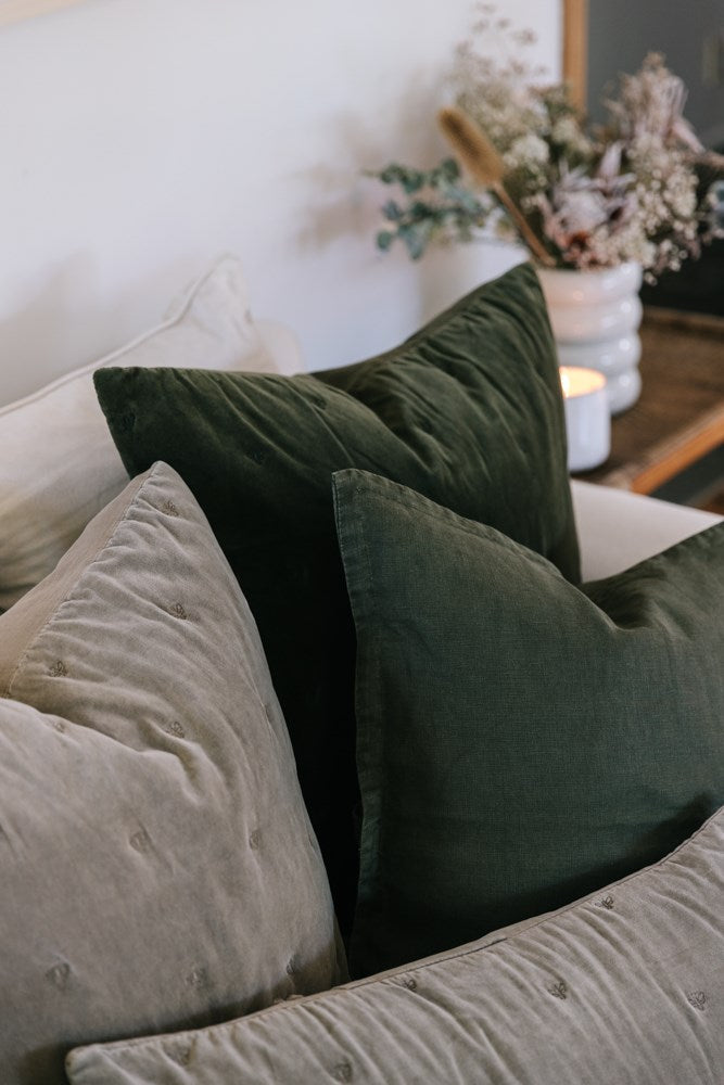 Raine & Humble | Classic Linen Cushion 50cm - Olive | Shut the Front Door