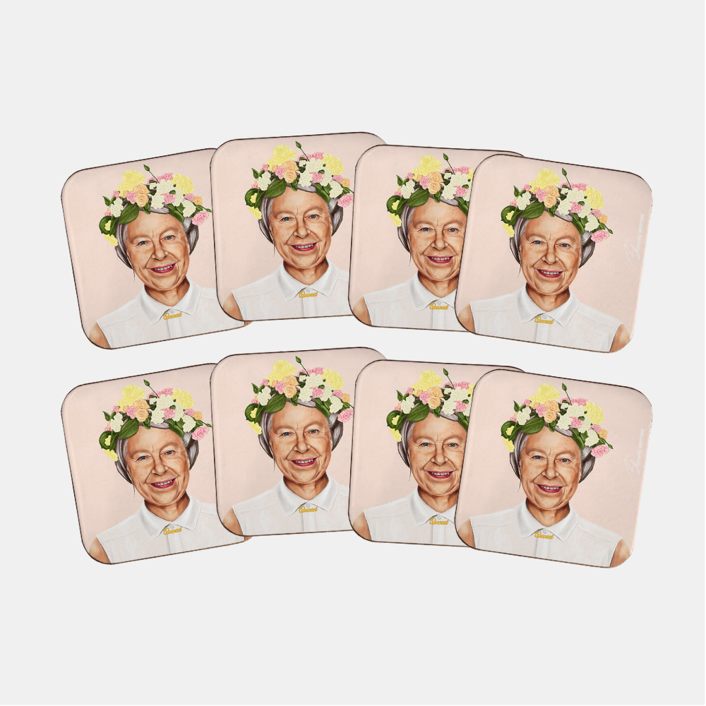 Hipstory | Hipstory Coasters - Queen Elizabeth - 8 Pack | Shut the Front Door