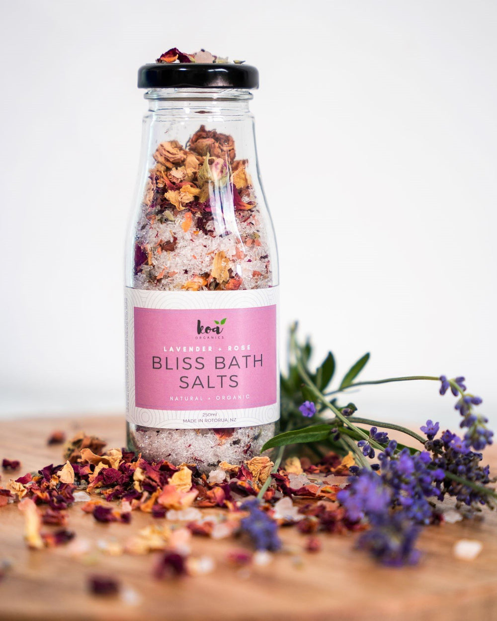 Koa Organics | Bliss Bath Salts - Lavender & Rose 250mls | Shut the Front Door