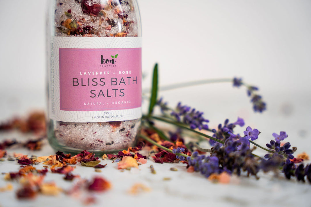 Koa Organics | Bliss Bath Salts - Lavender & Rose 250mls | Shut the Front Door