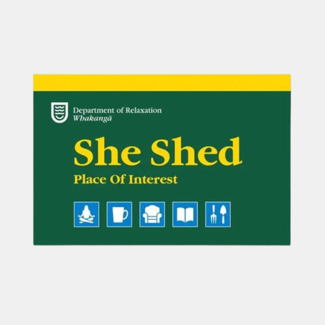 Just Great Design | Wooden She Shed A5 Sign | Shut the Front Door