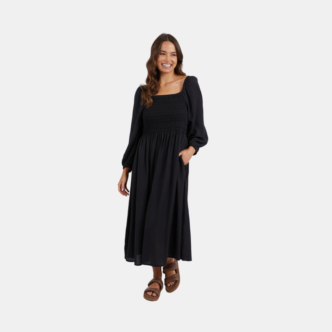 Foxwood | Dusk Midi Dress - Black | Shut the Front Door