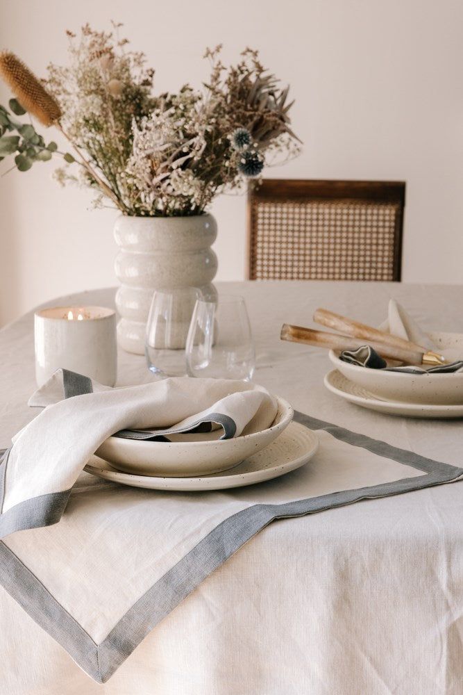 Raine & Humble | Elegance Linen Placemat - Storm | Shut the Front Door