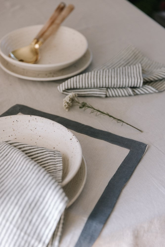 Raine & Humble | Elegance Linen Placemat - Storm | Shut the Front Door