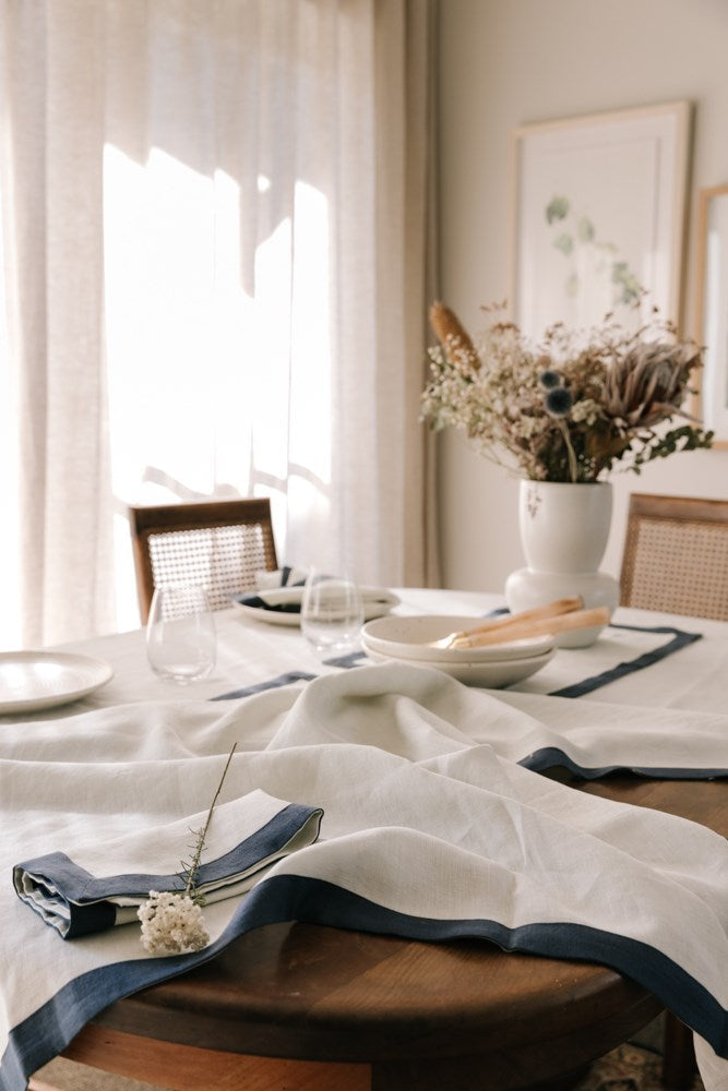 Raine & Humble | Elegance Linen Tablecloth - Nautic | Shut the Front Door