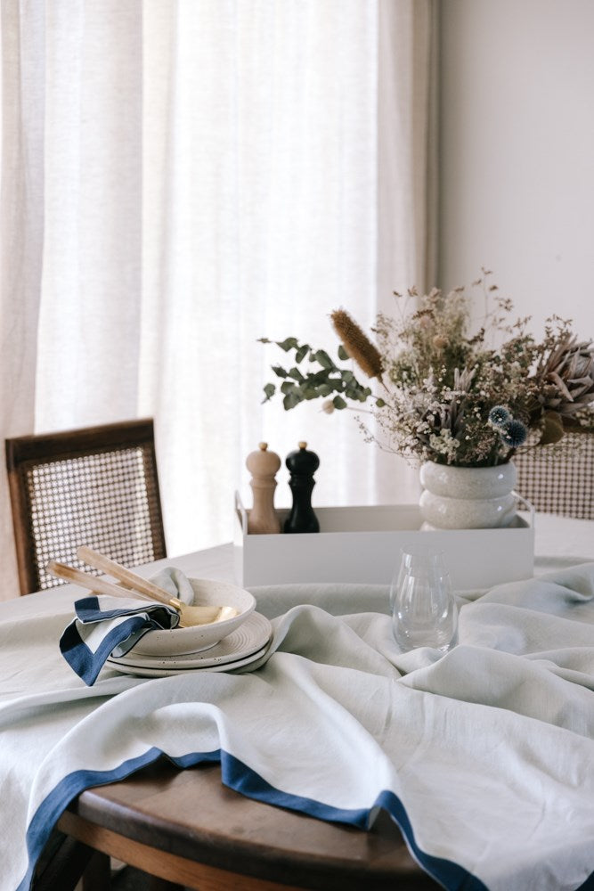 Raine & Humble | Elegance Linen Tablecloth - Nautic | Shut the Front Door