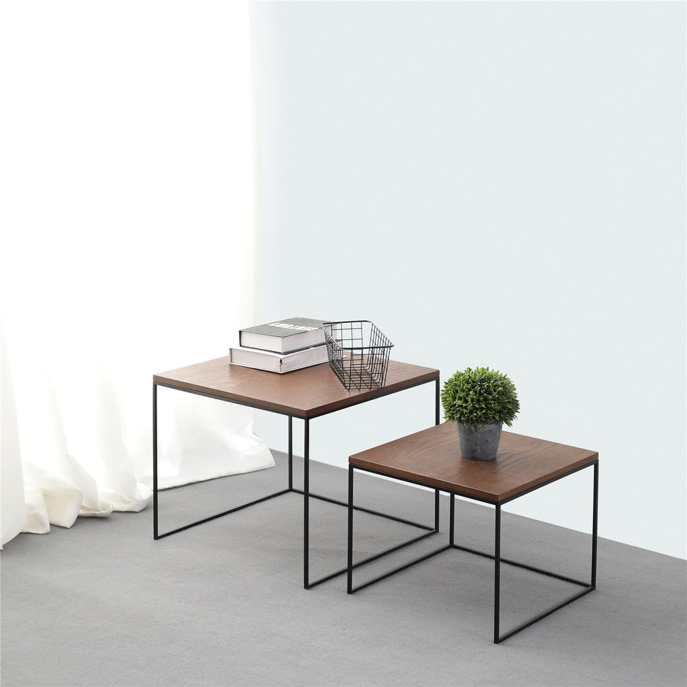 Garcia | Trio Square Nesting Tables - Natural/Black Set 3 | Shut the Front Door