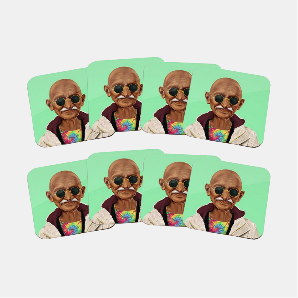 Hipstory | Hipstory Coasters - Gandhi - 8 Pack | Shut the Front Door