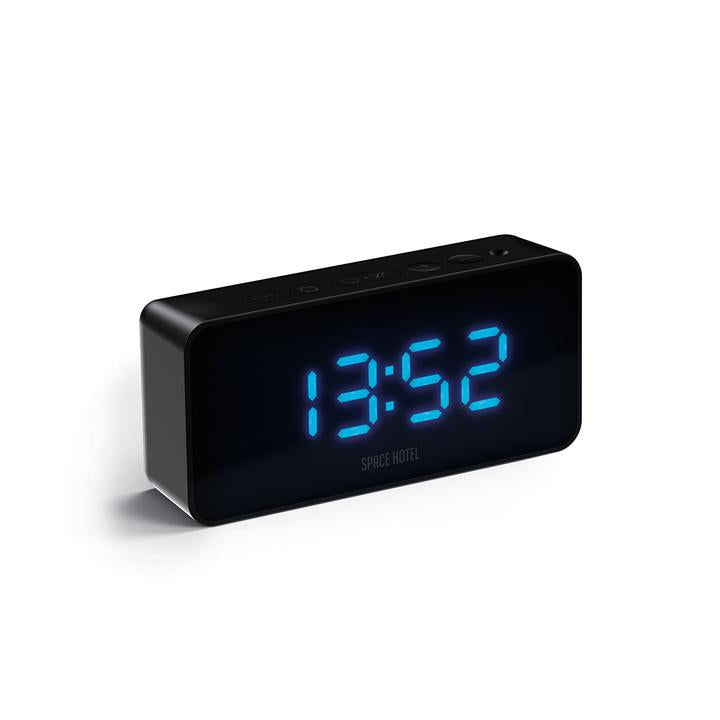 Space Hotel | Hypertron Alarm Clock Black - Blue LED | Shut the Front Door
