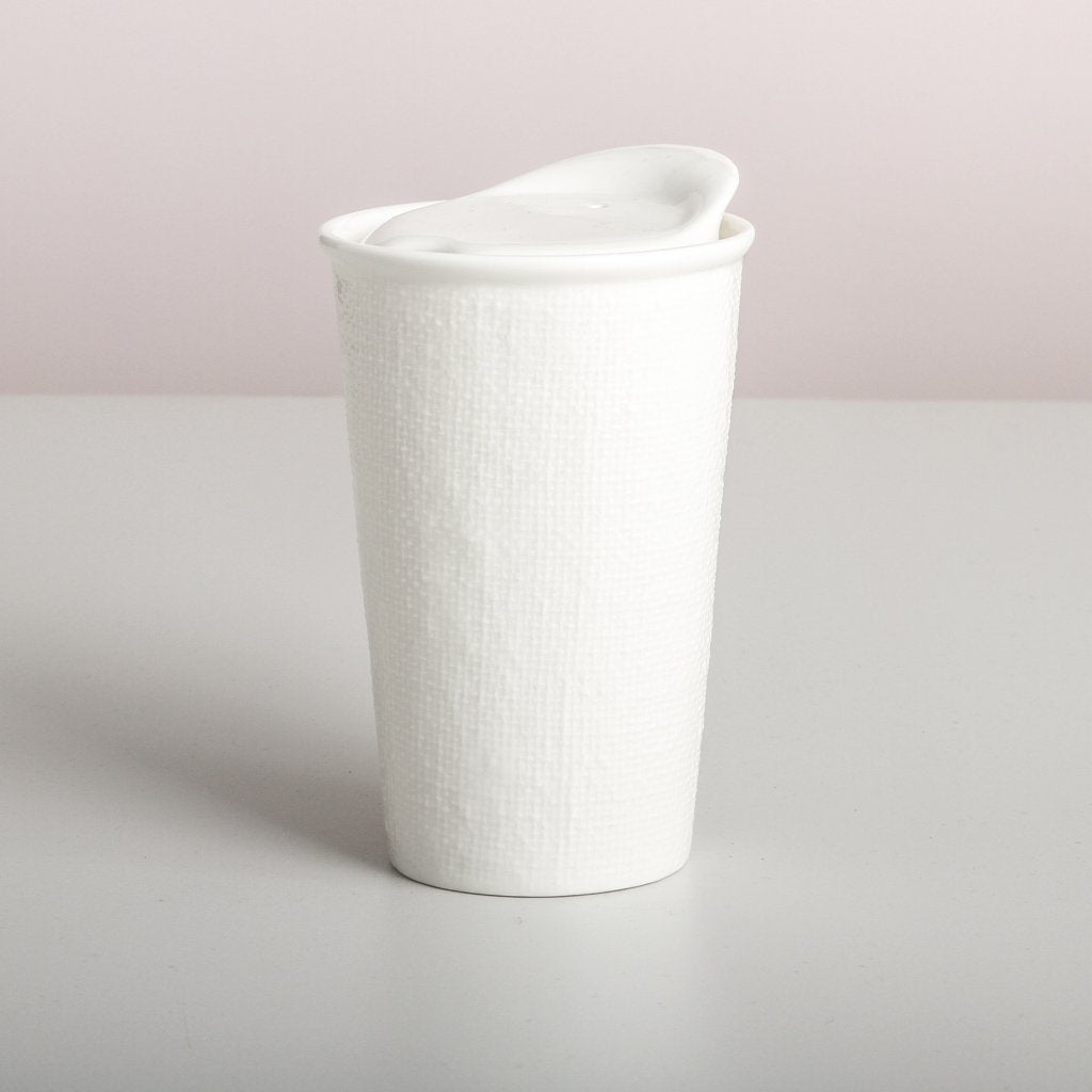 INDIGO LOVE | It's A Keeper Ceramic Cup - White Linen Tall | Shut the Front Door