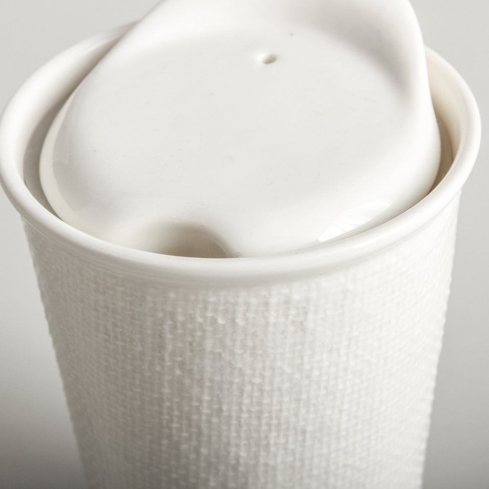 INDIGO LOVE | It's A Keeper Ceramic Cup - White Linen Tall | Shut the Front Door